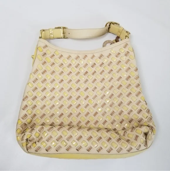 COACH LE PEYTON WOVEN LEATHER LG SHOULDER BAG Rare! - Picture 15 of 15